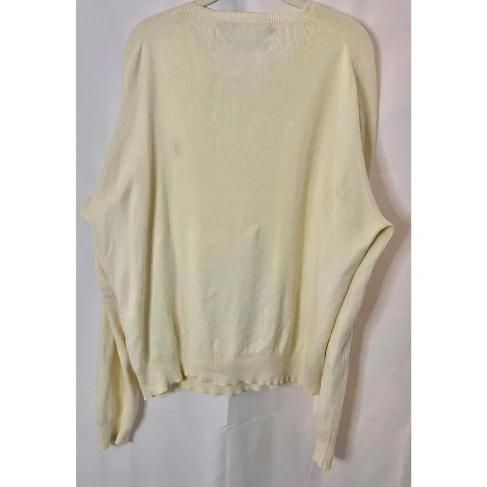 Vintage Polo Ralph Lauren V-neck Pima Cotton Knit Sweater in Cream Men's sz. L